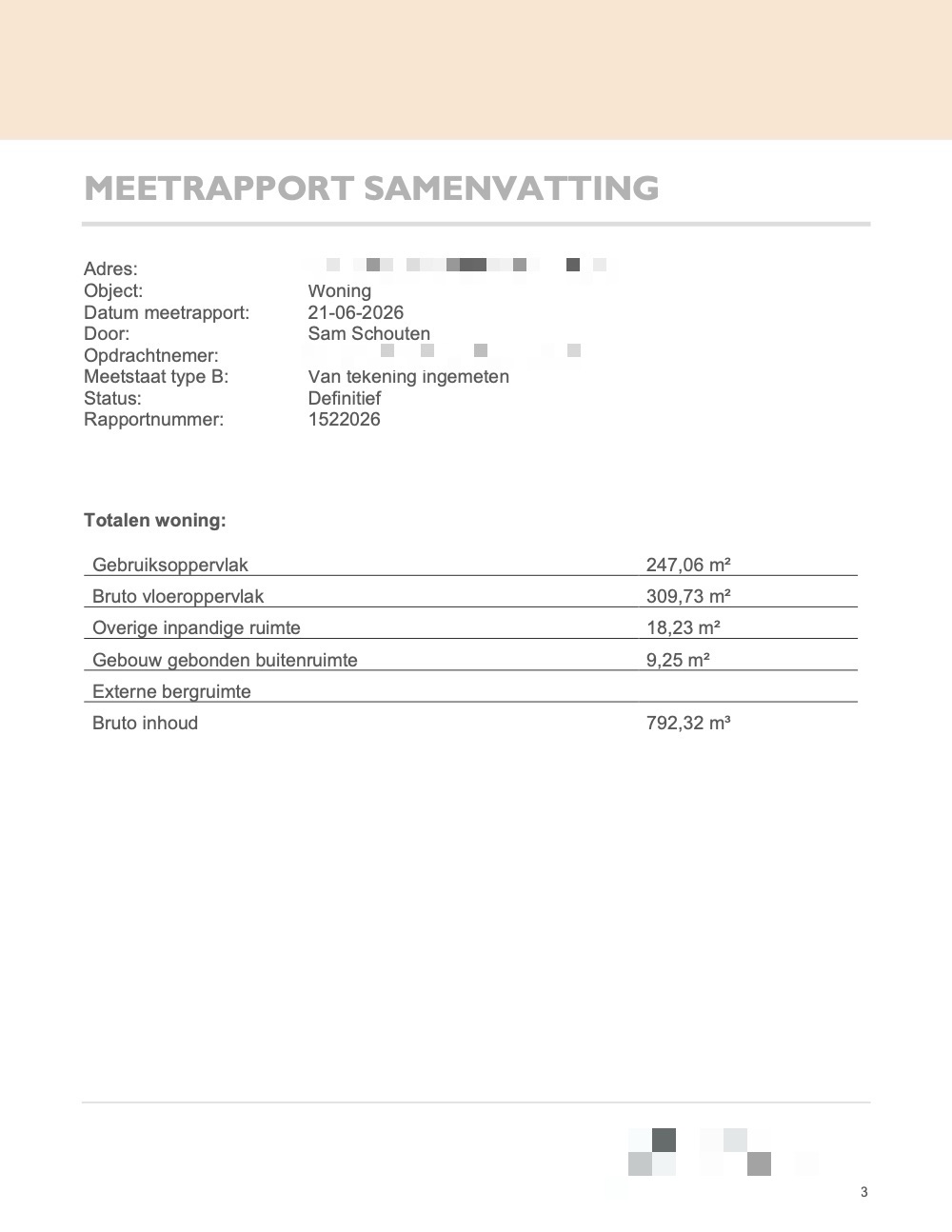 Meetrapport woning, pagina 3