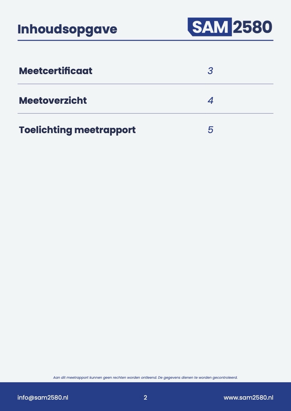 Meetrapport appartement, pagina 2