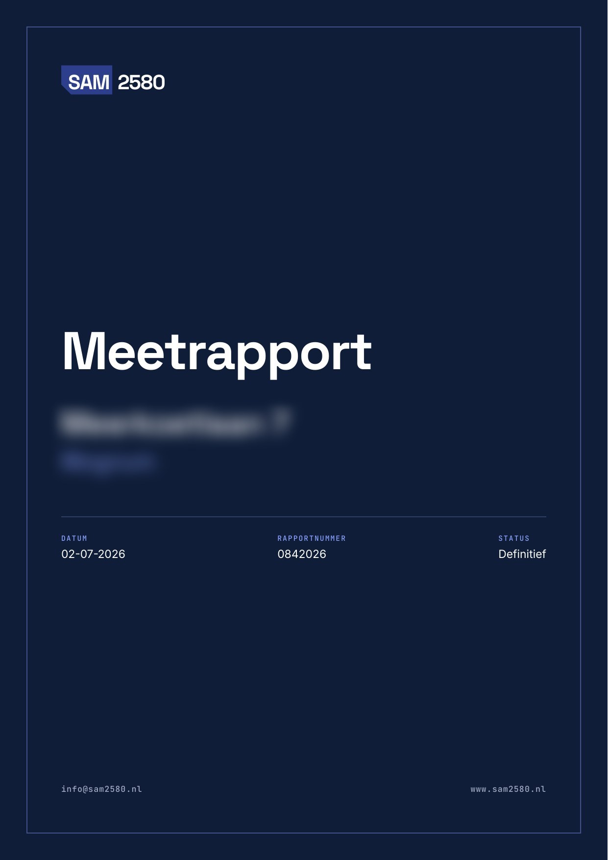 Meetrapport appartement, voorblad