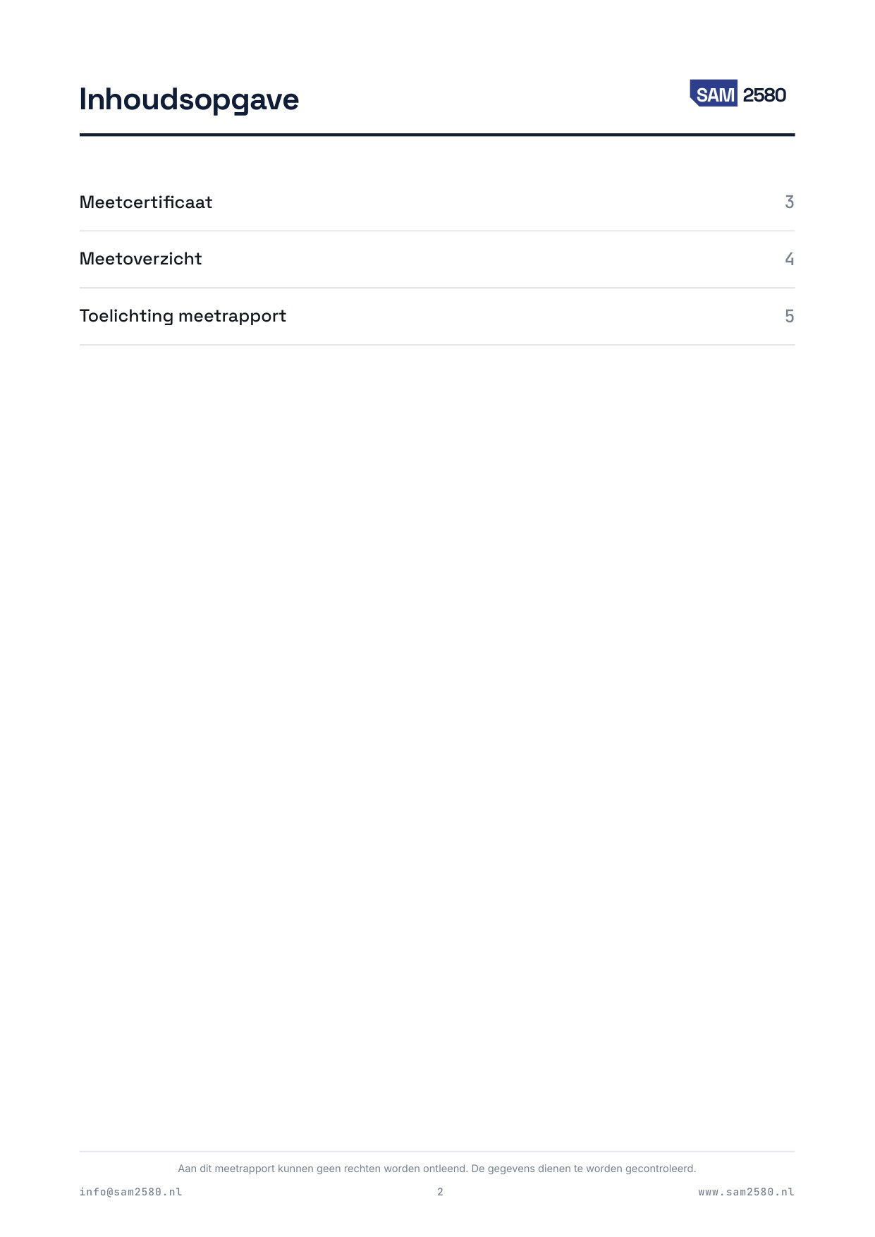 Meetrapport appartement, pagina 2