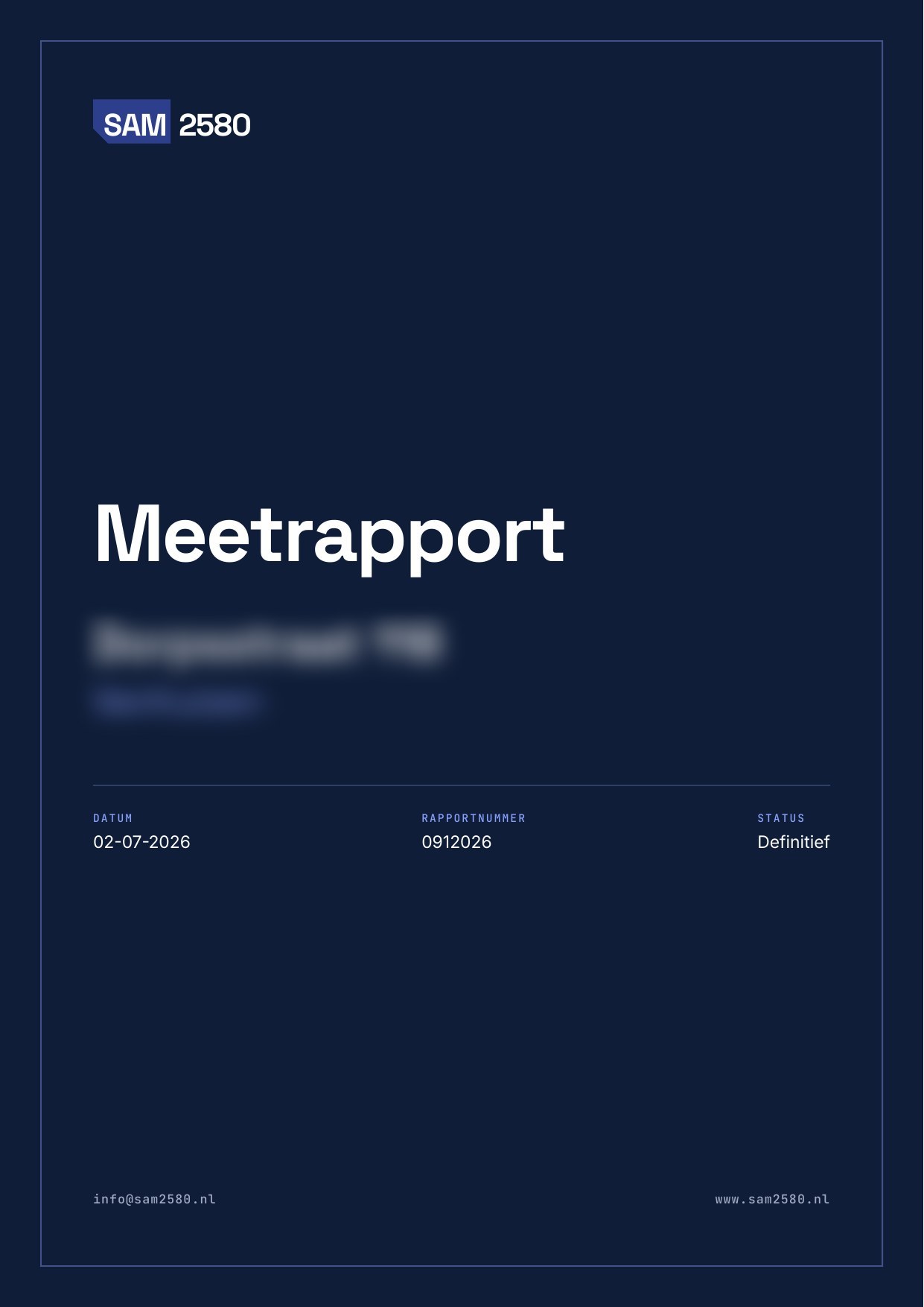 Meetrapport woning, voorblad