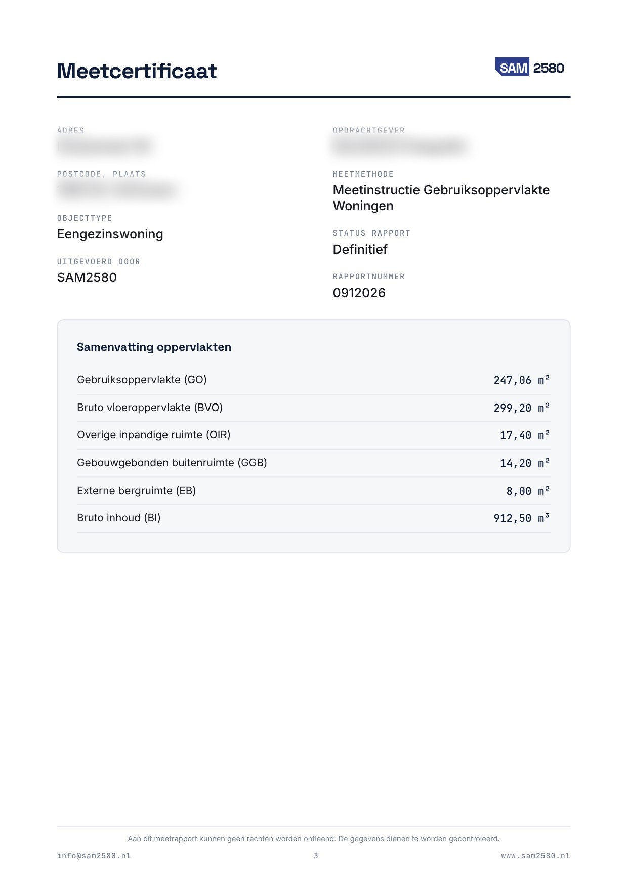 Meetrapport woning, pagina 3