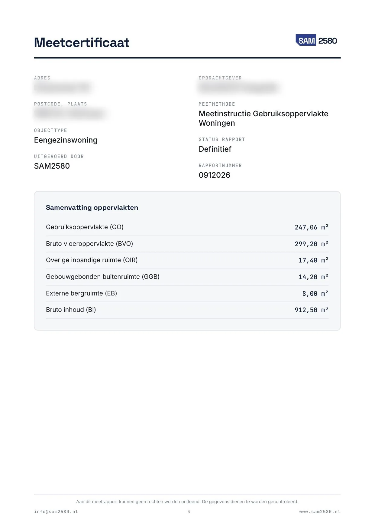 Meetrapport woning, pagina 3