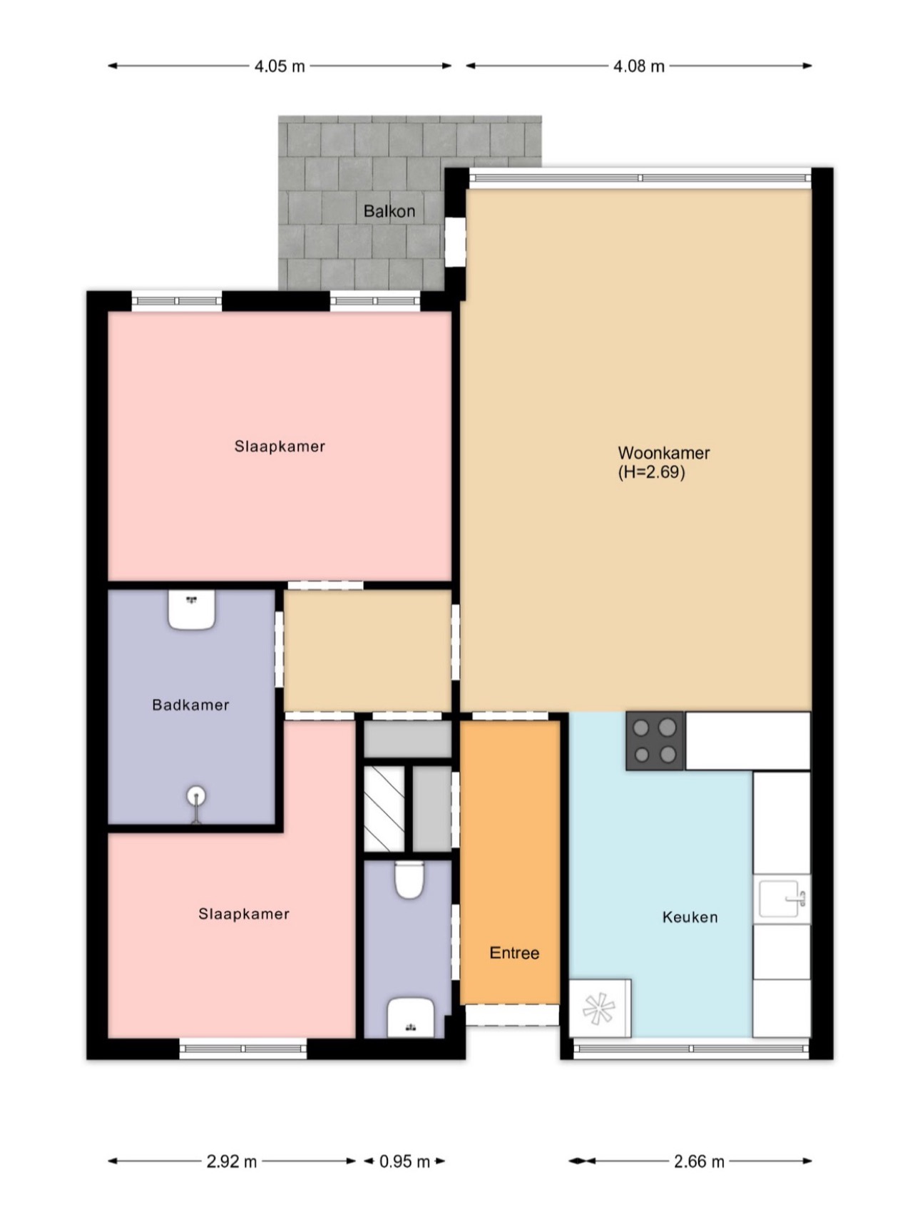 3D-scan van een appartement naast de opgeleverde 2D plattegrond